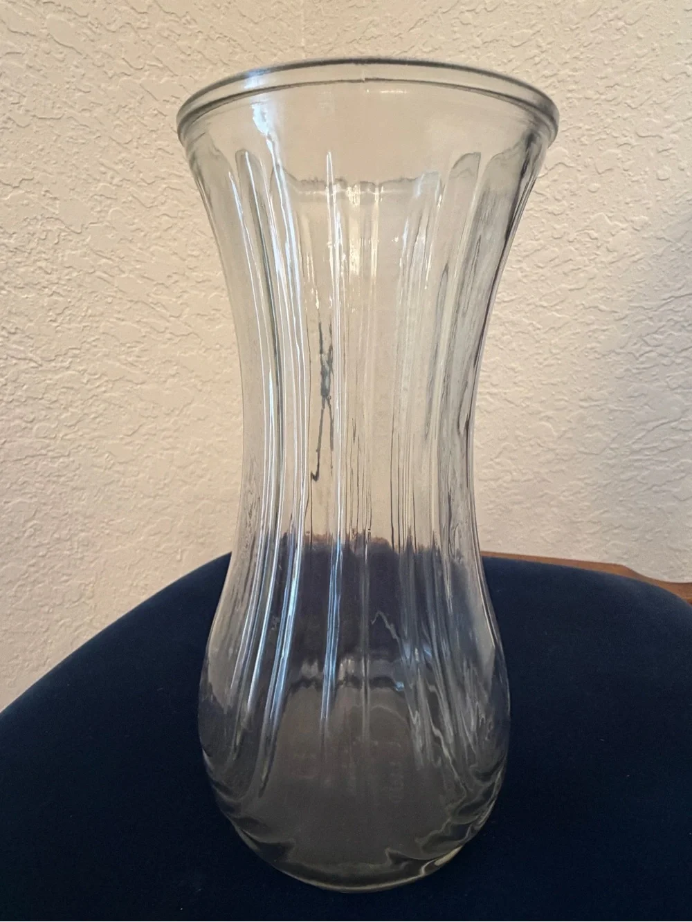 Vintage Hoosier Glass Clear Ribbed Hourglass Flower Vase Model 4086-B 8.5